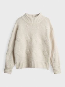OPUS Sweter "Portree" w kolorze kremowym rozmiar: 42. Brązowe swetry oversize Opus, bez wzorów, z wełny, bez ramiączek. Za 212,80 zł.