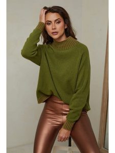Joséfine Sweter "Csepreg" w kolorze khaki rozmiar: S. Brązowe swetry oversize Joséfine, s, bez wzorów, z kaszmiru, bez ramiączek. Za 228,38 zł.