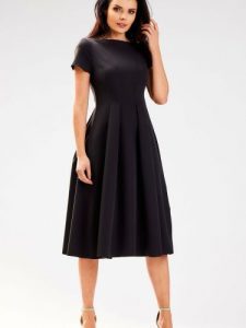 Sukienka Model A569 Black - awama. Czarne sukienki Awama, do pracy, l, bez wzorów, z elastanu, biznesowe, bez kołnierzyka, plus size, bez ramiączek, midi. Za 278,53 zł.