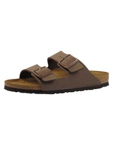 Birkenstock Klapki "Arizona" w kolorze brązowym rozmiar: 35. Brązowe klapki Birkenstock, bez wzorów, z otwartym noskiem, bez obcasa. Za 391,59 zł.