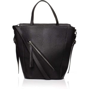 Czarna Nowoczesna Damska Torebka Shopper z Suwakiem na Przodzie. Shopper bag marki Molly.pl. Za 135,90 zł.
