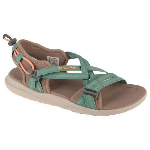 Sandały Columbia Sandal 1889551258 zielone. Zielone sandały bez wzorów, z gumy, bez obcasa, bez zapięcia. W wyprzedaży za 359,42 zł.