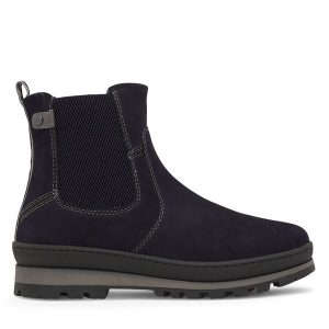 Botki Go Soft. Niebieskie botki Go Soft, bez wzorów, bez obcasa, na płaskiej podeszwie, bez zapięcia. Za 269,99 zł.