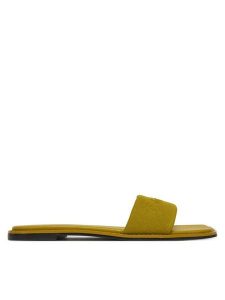 Calvin Klein Klapki Flat Slide - He HW0HW02378 Zielony. Zielone klapki Calvin Klein, bez wzorów, z materiału, bez obcasa. Za 219,99 zł.
