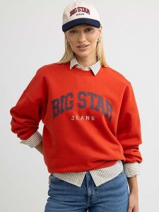 BIG STAR Bluza w kolorze czerwonym rozmiar: S. Czerwone bluzy Big Star, s, bez wzorów, bez kaptura. Za 105,38 zł.
