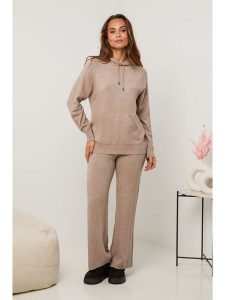 Soft Cashmere 2-częściowy zestaw w kolorze beżowym rozmiar: 38/40. Brązowe swetry oversize Soft Cashmere, bez wzorów, z kaszmiru, bez ramiączek. Za 195,99 zł.