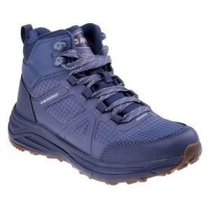 Buty do chodzenia damskie Hi-Tec Granise Mid WP. Niebieskie buty trekkingowe Hi-tec, z gumy, za kostkę, bez zapięcia. Za 380,20 zł.
