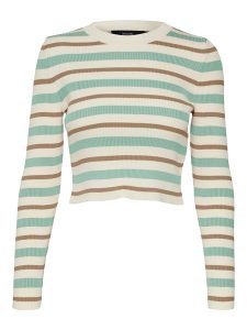 Vero Moda Koszulka "Anita" w kolorze kremowo-błękitnym rozmiar: XL. Brązowe bluzki Vero Moda, xl, bez wzorów, ze splotem, bez kołnierzyka, bez ramiączek. Za 35,10 zł.