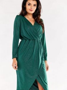 Sukienka Model A548 Bottle Green - awama. Zielone sukienki Awama, l, bez wzorów, z elastanu, bez kołnierzyka, bez ramiączek, maxi, dopasowane. Za 307,52 zł.