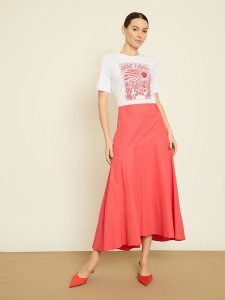 BGN Spódnica w kolorze koralowym rozmiar: 34. Czerwone spódnice BGN, na imprezę, bez wzorów, midi. Za 100,99 zł.