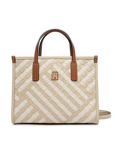 Tommy Hilfiger Torebka Th City Mini Tote AW0AW18393 Beżowy. Brązowe torebki klasyczne TOMMY HILFIGER, bez wzorów, ze skóry, bez dodatków. Za 649,99 zł.