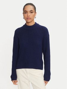 Kaffe Sweter Bess 10509097 Niebieski Loose Fit. Niebieskie swetry klasyczne Kaffe, m, z bawełny, bez kołnierzyka. Za 129,99 zł.