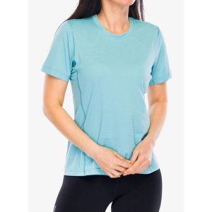 Koszulka szybkoschnąca damska Black Diamond Distance SS Tech Tee. Niebieskie koszulki sportowe Black Diamond, bez wzorów, bez ramiączek. Za 193,99 zł.