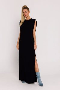 Długa bawełniana sukienka maxi czarna. Czarne sukienki MOE, na co dzień, na lato, s, bez wzorów, z bawełny, bez kołnierzyka, bez ramiączek, maxi. Za 319,00 zł.