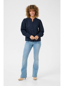 Kaffe Bluzka w kolorze granatowym rozmiar: 38. Niebieskie bluzki Kaffe, bez wzorów, z bawełny, bez kołnierzyka, bez ramiączek. Za 109,26 zł.