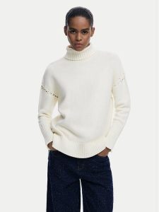 Desigual Golf Vantaa 25WWJF11 Biały Relaxed Fit. Białe golfy Desigual, bez wzorów, z syntetyku. Za 379,99 zł.