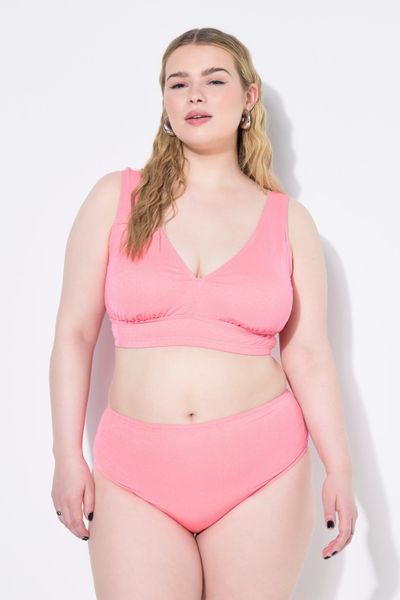 Damskie Figi od bikini wysoki stan efekt brokatu. Czerwone figi Ulla Popken, bez wzorów, z elastanu. Za 99,99 zł.