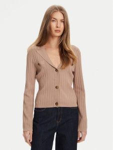 Guess Kardigan W5YR11 Z0130 Beżowy Regular Fit. Brązowe kardigany Guess, z wiskozy. Za 299,99 zł.