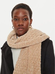 Guess Szalik W4BZ28 Z3HH2 Beżowy. Brązowe rękawiczki Guess, z aplikacjami, z materiału. Za 329,99 zł.