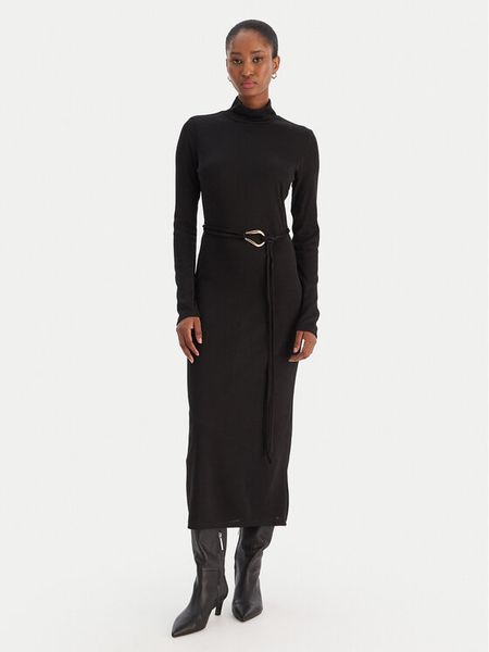 Vero Moda Sukienka dzianinowa Louisa 10336207 Czarny Loose Fit. Czarne kombinezony Vero Moda, s, bez wzorów, z dzianiny, bez kołnierzyka, bez ramiączek. Za 129,99 zł.