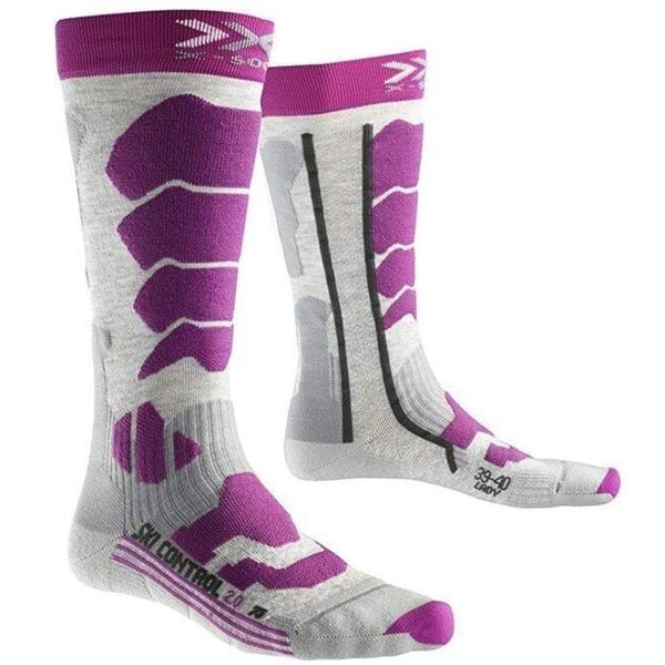 Skarpety narciarskie damskie X-Socks Ski Control 2.0 fioletowe. Białe skarpetki X-Socks, bez wzorów. Za 60,00 zł.