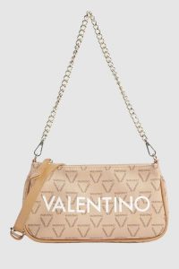 VALENTINO Mała beżowa listonoszka Liuto. Brązowe listonoszki Valentino by Mario Valentino, bez wzorów, małe, bez dodatków. W wyprzedaży za 347,99 zł.