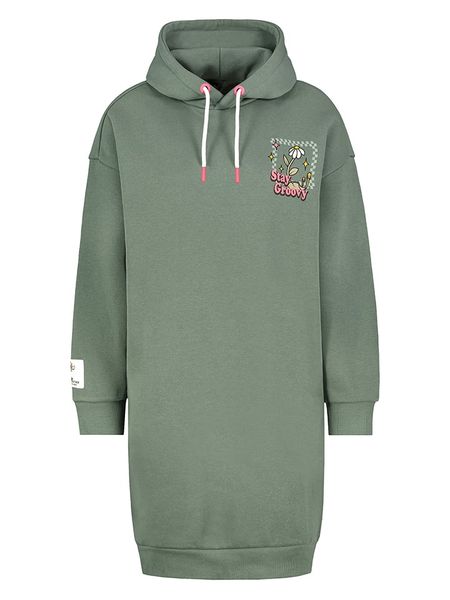 Sublevel Sukienka dresowa w kolorze zielonym rozmiar: XS. Zielone sukienki Sublevel, xs, bez wzorów, z dresówki, bez kołnierzyka, bez ramiączek, midi. Za 83,22 zł.