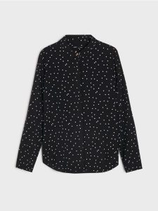 Koszula z długim rękawem w serca - czarny. Czarne koszule Sinsay, l, bez wzorów, bez kołnierzyka, bez ramiączek. Za 29,99 zł.