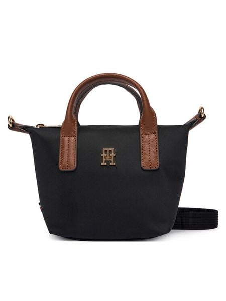 Tommy Hilfiger Torebka Popette Micro Tote AW0AW18368 Czarny. Czarne torebki klasyczne TOMMY HILFIGER, bez wzorów, z materiału, bez dodatków. Za 329,99 zł.