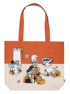 Moomin Shopper bag "Holiday Rush" w kolorze pomarańczowo-beżowym - 36 x 44 cm rozmiar: onesize. Brązowe shopper bag Moomin, bez wzorów, z bawełny, na ramię, bez dodatków. Za 62,61 zł.