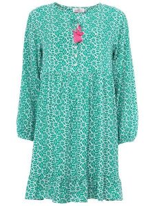 Zwillingsherz Sukienka "Melody" w kolorze turkusowym rozmiar: L/XL. Niebieskie sukienki Zwillingsherz, l, z aplikacjami, z wiskozy, bez kołnierzyka, bez ramiączek, mini. Za 92,42 zł.