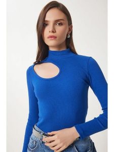 Happiness Istanbul Koszulka w kolorze niebieskim rozmiar: S/M. Niebieskie bluzki Happiness Istanbul, m, bez wzorów, bez kołnierzyka, bez ramiączek. Za 39,99 zł.