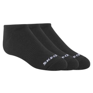Skarpetki sportowe dla dorosłych 3pk Unisex Non Terry No Show. Czarne skarpetki Skechers, bez wzorów, z bawełny. Za 39,99 zł.