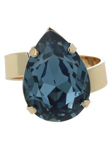 Otazu Pozłacany pierścionek z kryształem Swarovski rozmiar: onesize. Niebieskie pierścionki Otazu, z kryształem, pozłacane. Za 236,61 zł.