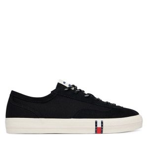 Tenisówki Tommy Jeans. Czarne trampki Tommy Jeans, bez wzorów, z jeansu, bez zapięcia. Za 369,99 zł.