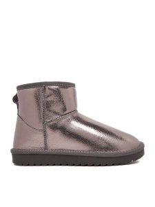 DeeZee Śniegowce DZ-84 Srebrny. Szare buty zimowe DeeZee, ze skóry, bez obcasa, bez zapięcia. Za 229,99 zł.