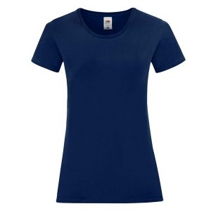 Koszulka Damska Iconic 150. Niebieskie bluzki FRUIT OF THE LOOM, s, bez wzorów, sportowe, bez kołnierzyka, bez ramiączek. Za 28,99 zł.