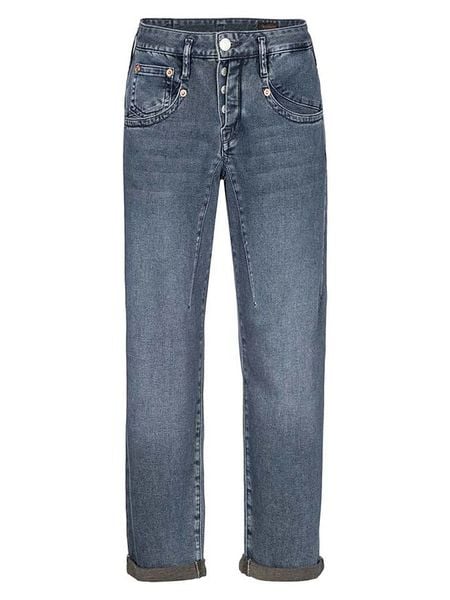 Herrlicher Dżinsy "Shyra" - Tapered fit - w kolorze niebieskim rozmiar: W27. Niebieskie jeansy Herrlicher, bez wzorów, z podwyższonym stanem. Za 231,68 zł.