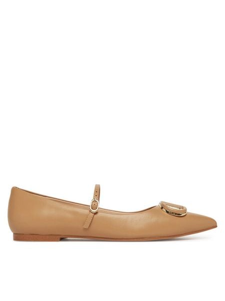 TWINSET Baleriny 251TCP064 Brązowy. Brązowe balerinki Twinset, bez wzorów, ze skóry, bez obcasa, bez zapięcia. Za 419,99 zł.