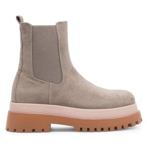 Sztyblety Jenny Fairy. Szare botki Jenny Fairy, bez wzorów, bez obcasa, na płaskiej podeszwie, bez zapięcia. Za 179,99 zł.