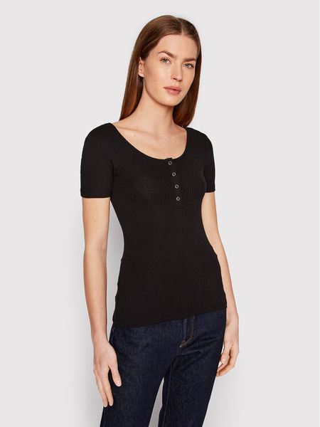 Pieces Bluzka Kitte 17101439 Czarny Slim Fit. Czarne bluzki Pieces, l, bez wzorów, z bawełny, bez kołnierzyka, bez ramiączek. Za 59,99 zł.