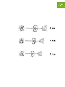 Miu Silver Srebrne kolczyki-wkrętki (3 szt.) z cyrkoniami rozmiar: onesize. Szare kolczyki Miu Silver, z cyrkonią, srebrne. Za 95,69 zł.