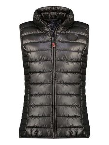 Geographical Norway Kamizelka pikowana "Annecy" w kolorze czarnym rozmiar: XXL. Czarne kamizelki Geographical Norway, xxl, z aplikacjami, bez kołnierzyka, bez ramiączek, bez kaptura. Za 109,26 zł.