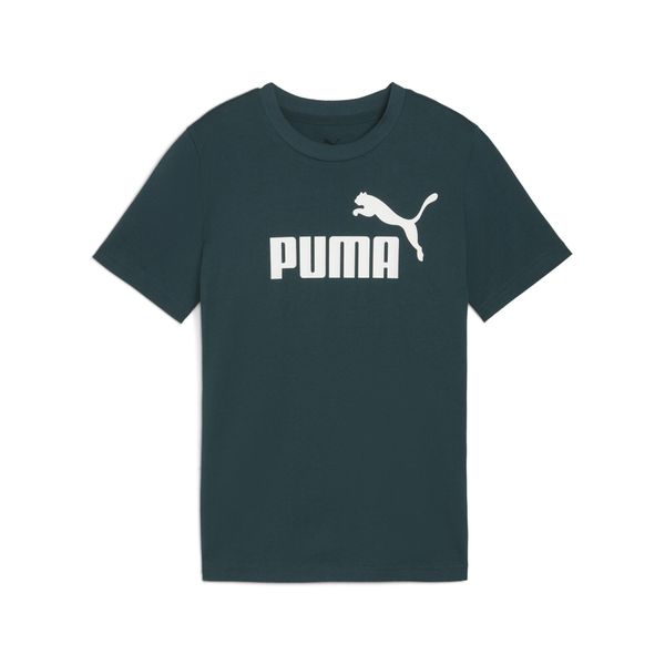 Młodzieżowa koszulka ESS z logo No. 1 PUMA. Zielona bluzki Puma, m, bez wzorów, z gumy, młodzieżowe, bez kołnierzyka, bez ramiączek. Za 79,00 zł.