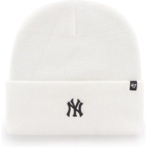 Czapka - Beanie - Base Runner - Logo NY Yankees - biały. Białe czapki 47 Brand, bez wzorów, sportowe. Za 149,50 zł.