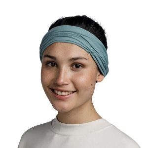 Chusta wielofunkcyjna Buff Original EcoStretch. Niebieskie apaszki i chusty Buff, bez wzorów, z elastanu, sportowe. Za 99,99 zł.