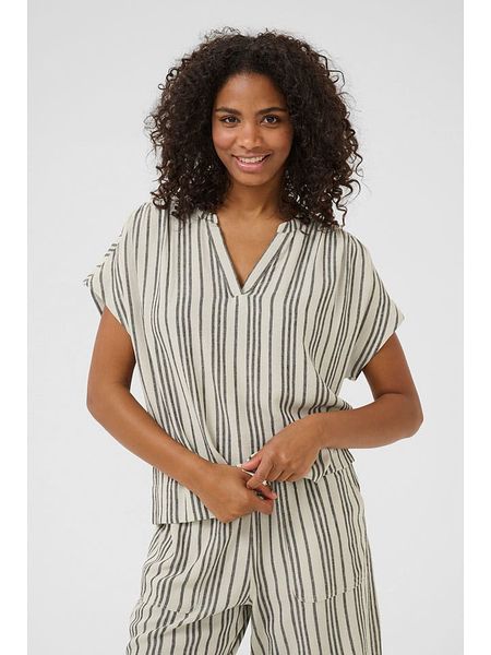 Kaffe Bluzka "Milia" w kolorze miętowo-czarnym rozmiar: 38. Zielone bluzki Kaffe, bez wzorów, z włókna, bez kołnierzyka, bez ramiączek. Za 70,41 zł.