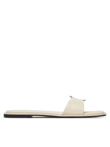Calvin Klein Klapki Flat Slide W/Ck Hw Big - Lth HW0HW02482 Écru. Klapki Calvin Klein, bez wzorów, ze skóry, bez obcasa. Za 259,99 zł.