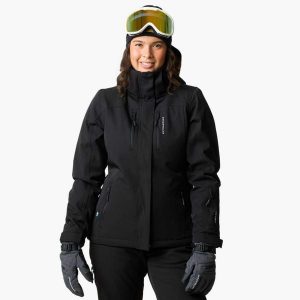 Kurtka narciarska kobieca Swedemount Cervinia Jacket wodoodporna. Czarne kurtki sportowe SWEDEMOUNT, bez wzorów, bez kaptura, narciarskie. W wyprzedaży za 539,99 zł.