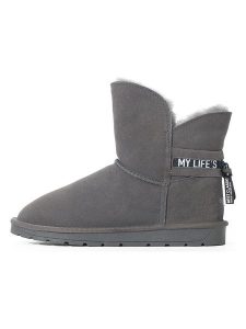 NICEBAY Skórzane botki zimowe "Zaria" w kolorze szarym rozmiar: 38. Szare botki NICEBAY, na zimę, bez wzorów, z materiału, bez obcasa, bez zapięcia. Za 281,45 zł.